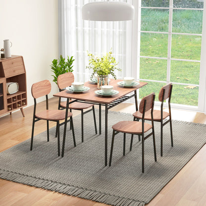Eettafel Met Stoelen – Dining Set – Tafel En Stoelen – Industrieel Meubel – Bruin – Compact Formaat 110x70x75 CM – Robuust Metaal en Stevig Tafelblad
