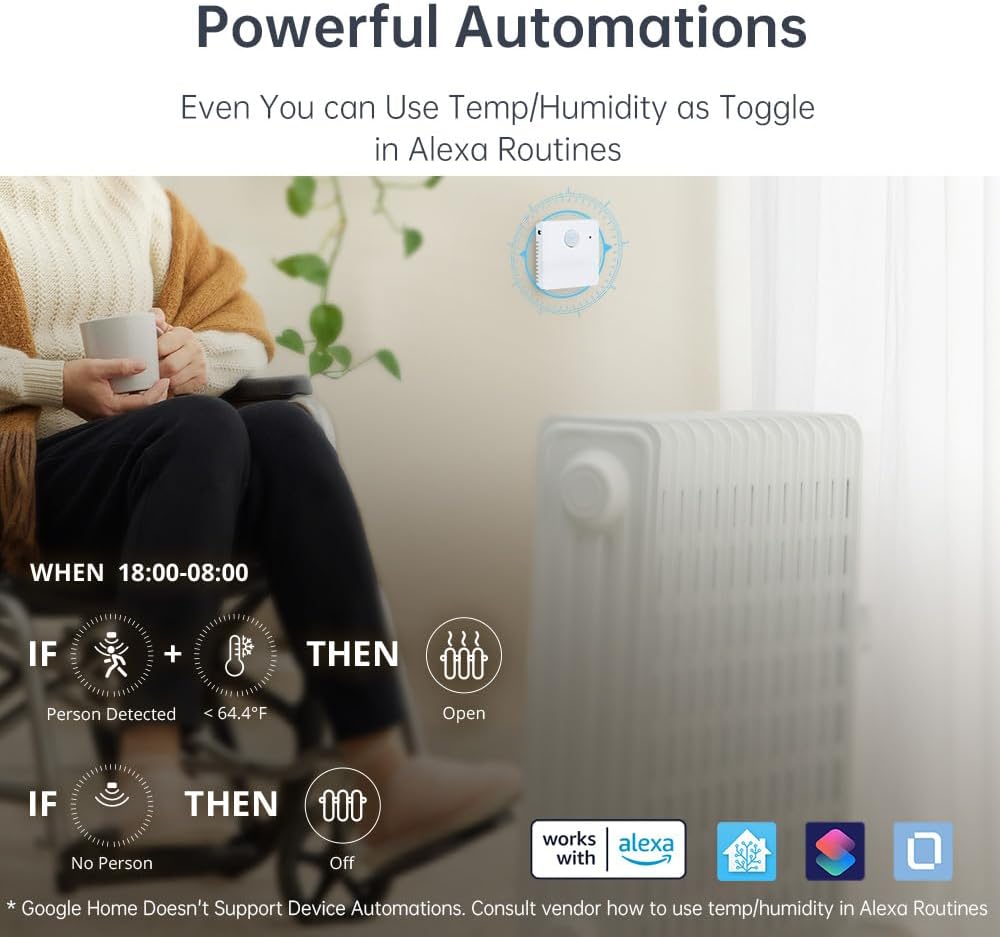 5-in-1 slimme multisensor, temperatuur en vochtigheid, PIR-bewegingssensor, helderheidssensor en schakelknop voor automatisering, batterijvoeding