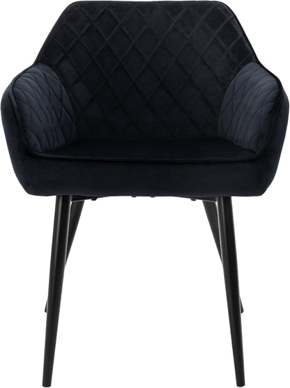 Eetkamerstoelen – Stoelen – Eettafelstoelen – Armstoel – Design Stoelen – Zwart Fluweel – Ergonomisch Comfort – Metalen Poten