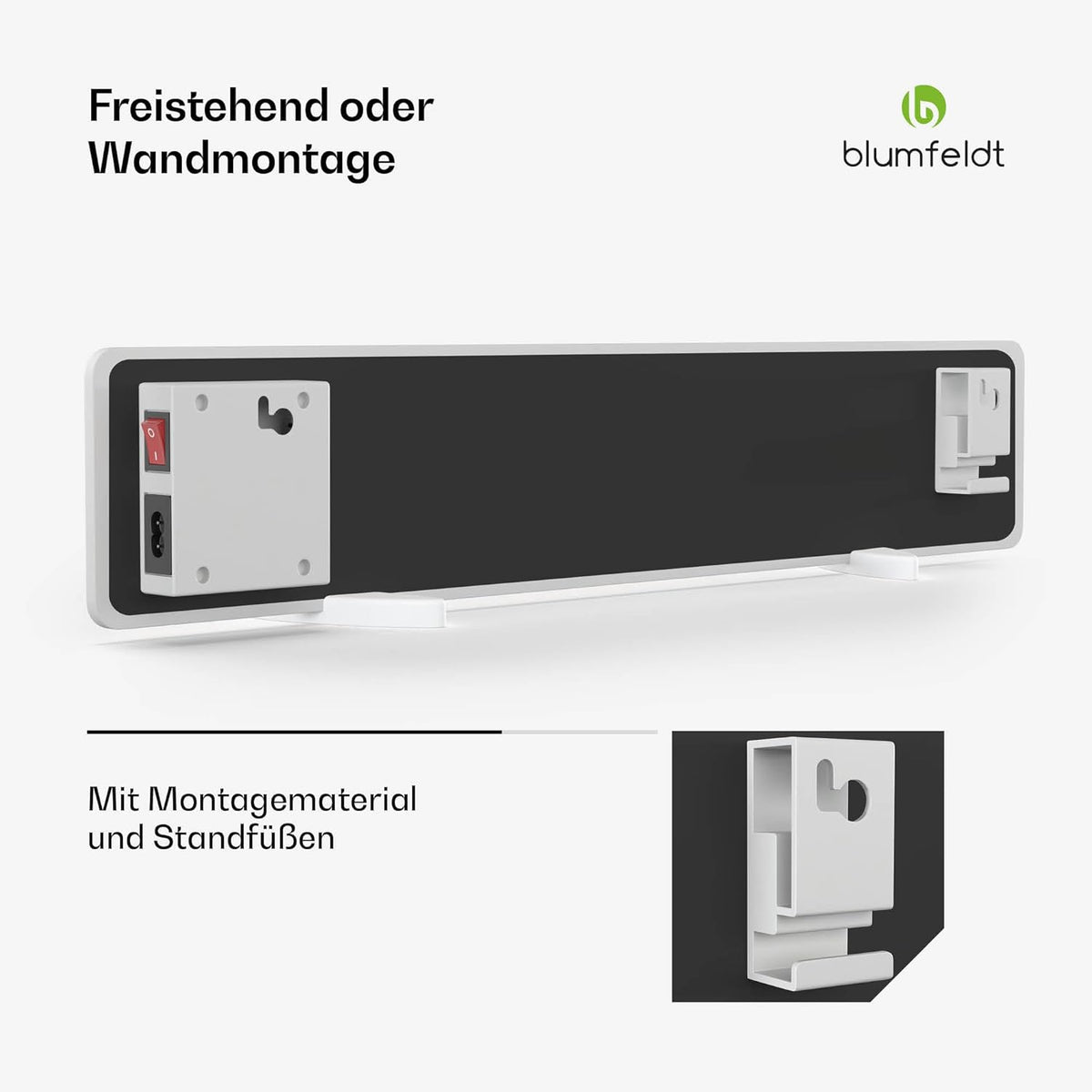 Blumfeldt Drywave Infraroodstraler voor Wandmontage - 50 W, Set Van 3, IP24, Keramisch Lichaam, Sneldrogend & Standaard, Wandmontage Of Vrijstaand, Voor Binnen, Wit