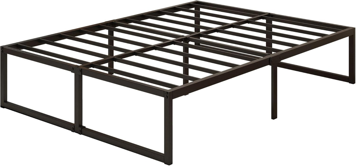 Yicensen Tweepersoonsbed 160 x 200 cm Metalen Bed Met Lattenbodem, Hoogte 41 cm, Dubbel Bedframe, Stil, Stabiel, Minimalistisch Design, Eenvoudig te Monteren, Zwart