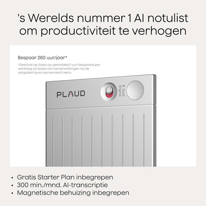 Plaud Note Digitale AI Spraakrecorder voice recorder met AI Transcriptie en samenvattingen audio ondersteunt 112 talen audio recorder voor colleges vergaderingen (Zilver Note met Zwarte Hoes)