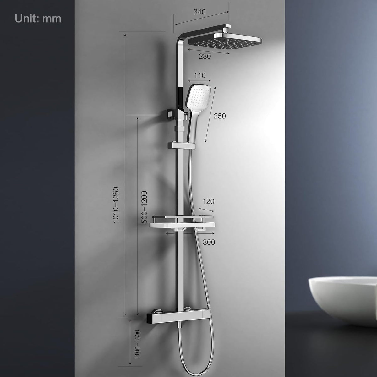 Complete Douche Set – Douchekraan – Regendouche – Handdouche – Thermostaatkraan – Hoogglans Chroom – Constante Temperatuurregeling