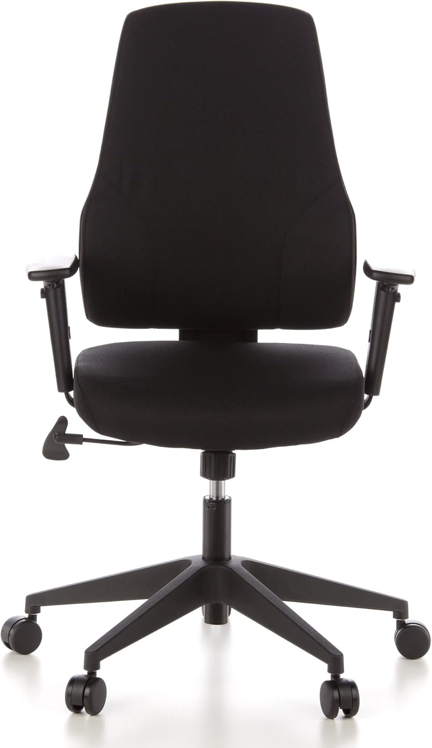 hjh OFFICE 608100 professionele bureaustoel PRO-TEC 100 zwart stof draaistoel met verstelbare rugleuning