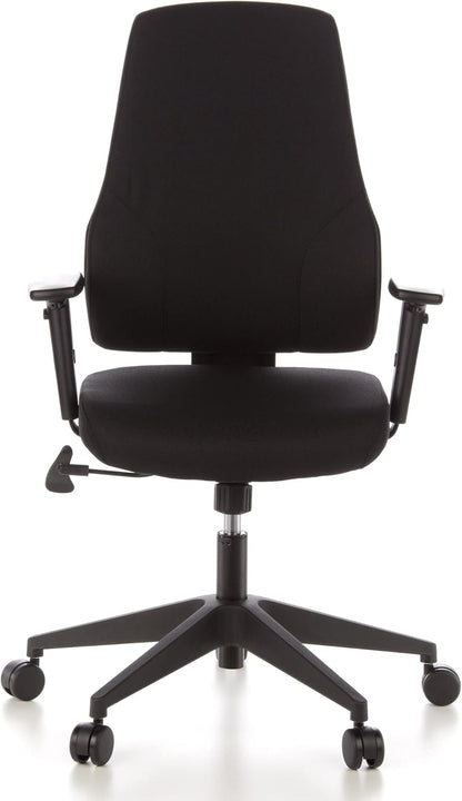 hjh OFFICE 608100 professionele bureaustoel PRO-TEC 100 zwart stof draaistoel met verstelbare rugleuning