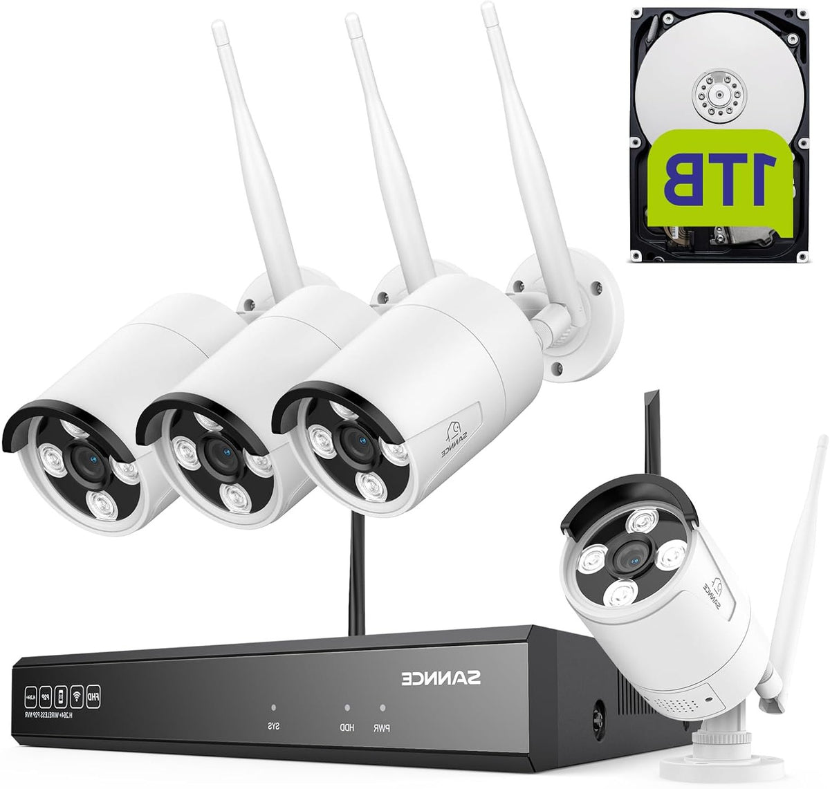 Wlan Bewakingscamera – Draadloos Beveiligingssysteem – Beveiligingscamera Set – Outdoor Cameraset – Nvr Systeem – 1080P Full HD – Nachtzicht 30 Meter