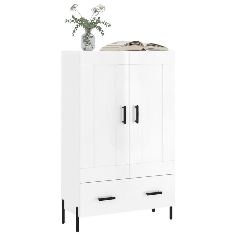 Highboard – Dressoir – Buffetkast – Opbergkast – Sideboard – Hoogglans Wit – Ruime Opbergruimte – Duurzaam Hout-Metaal