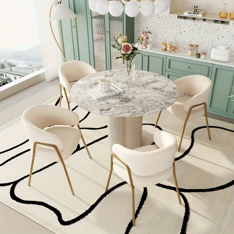 Witte Eetkamerstoelen – Design Stoelen – Moderne Stoelen – Comfortabele Stoelen – Luxe Stoelen – Gouden Metalen Frame – Gemakkelijk Schoon Te Maken