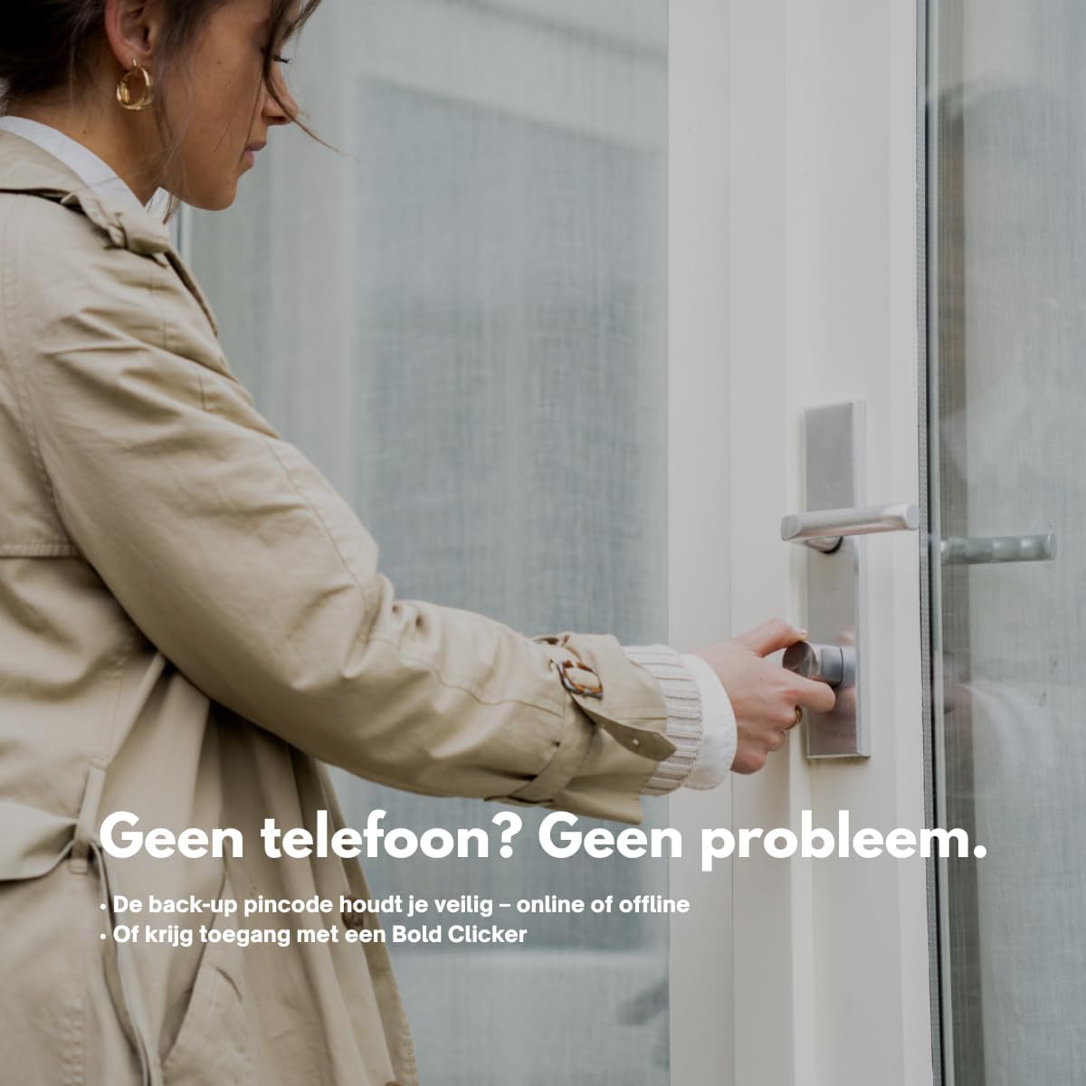 Bold – Elite Smart Lock SX33 – Slim Deurslot zonder Sleutel – Bluetooth & WiFi – Eenvoudige Installatie – App-bediening – Zilver