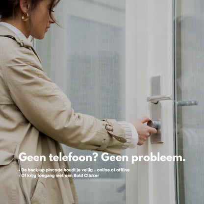 Bold – Elite Smart Lock SX33 – Slim Deurslot zonder Sleutel – Bluetooth & WiFi – Eenvoudige Installatie – App-bediening – Zilver