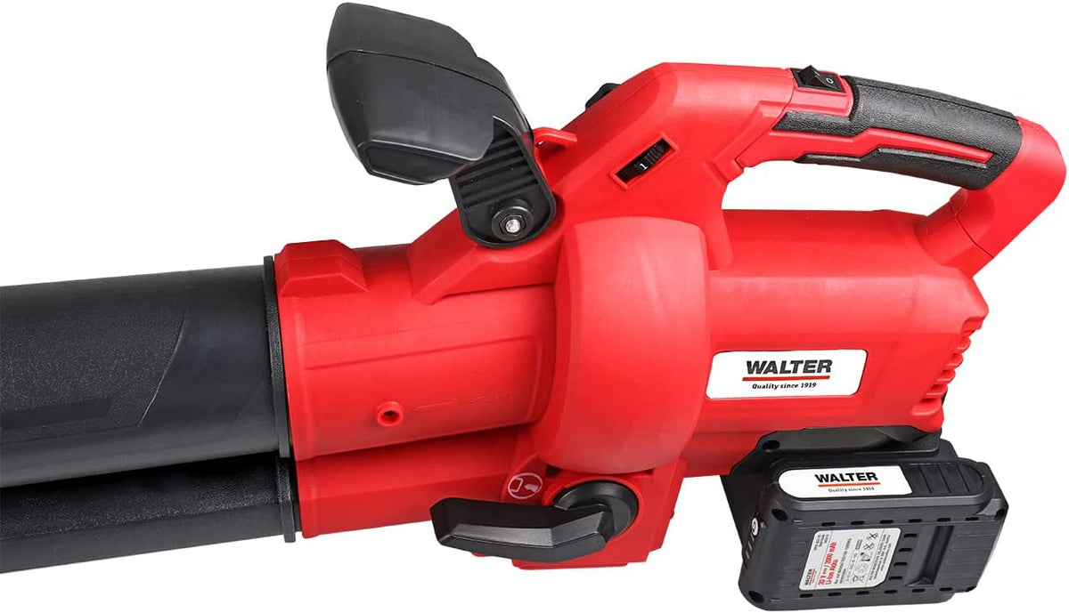 WALTER Li-Ion accu-bladzuiger/bladblazer 40 V, blaassnelheid: 160-210 km/u, inzuigvolume 10,3 m³/min, capaciteit blazerzak: 45 l