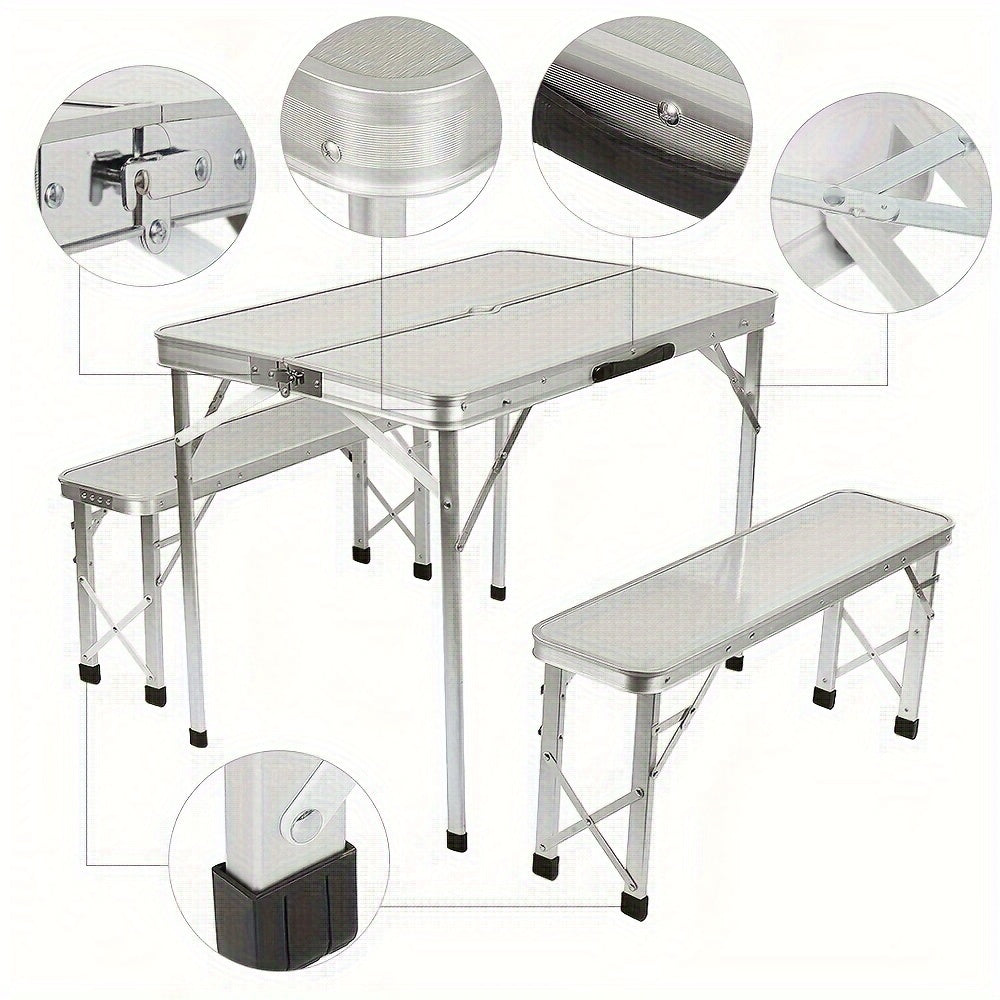 Tafel- En Stoelset Voor Buiten – Picknicktafel – Campingset – Klaptafel – Klapbanken – Aluminium Frame – Compact Opvouwbaar