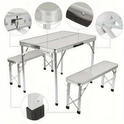Tafel- En Stoelset Voor Buiten – Picknicktafel – Campingset – Klaptafel – Klapbanken – Aluminium Frame – Compact Opvouwbaar