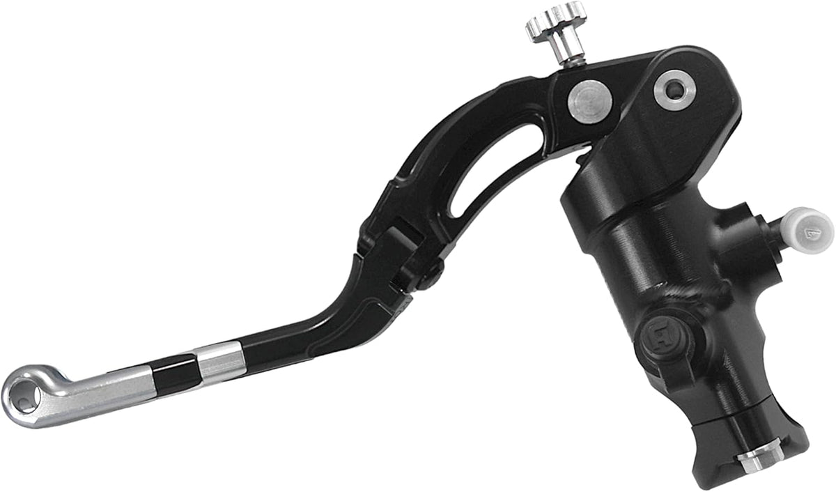Gesmede koppelingspomp 16 x 18 met zwart geanodiseerde pompbehuizing, hendel Revolution lang zilver (knop + inzet) voor Ducati Panigale V4 van 2018 tot 2022, CC 1103