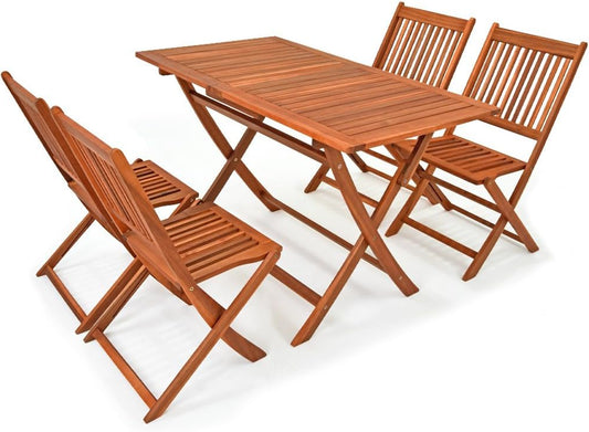 Casaria Seating set Sydney Light FSC-Certified Acacia Wood 5-piece Folding Garden Set Wood Garden Furniture Garden Balcony - QUORE