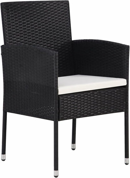 Gecheer Tuineetkamerset, 5-delig, zwart, 10# tafel voor buiten, terras, eetkamerstoelen voor buiten - QUORE
