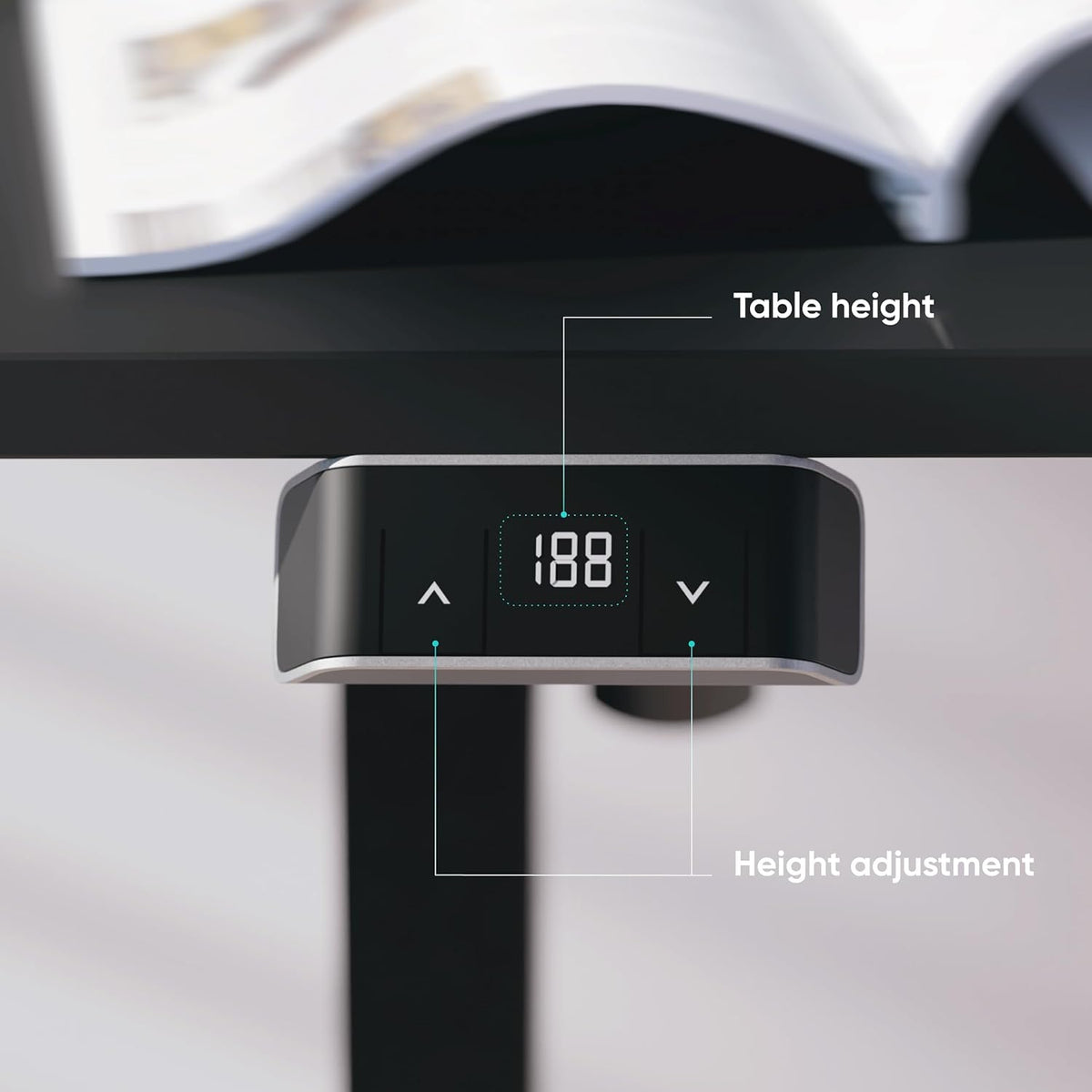 ONKRON Height Adjustable Desk with Blade 140x60cm, Electric Sit-Stand Desk up to 60kg, Electric Adjustable Table with Motor 25mm/s Lifting Speed Black WDT221E-B - QUORE