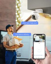 Beveiligingscamera Buiten - WiFi-bewakingscamera - Camerabewaking - Ddraadloos - 10400mAh - met Automatische Tracking - Persoonsdetectie - Nachtzicht in Kleur - Tweewegaudio - Actieve Verdediging - Type C - Wit