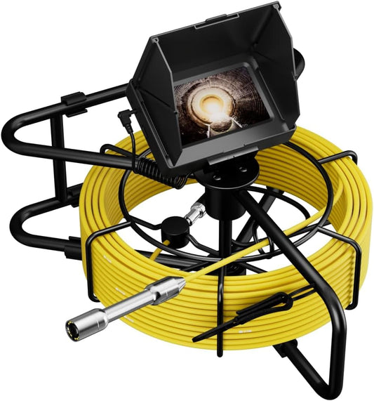 Endoscopische camera voor leiding, 20 m, 5 inch inspectiecamera met DVR, industriële endoscoop, IP68, met 12 ledlampen, 17 mm diameter van de camera