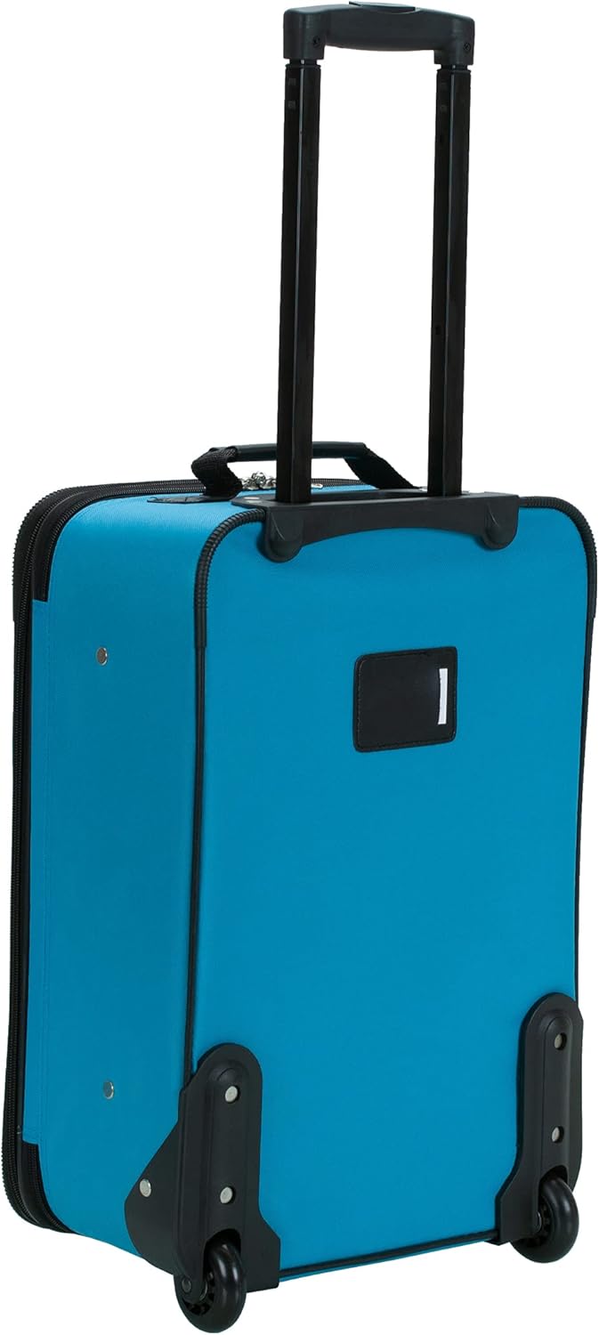 Rockland Bagage, voor reis, modieus, softside, uitbreidbare rechtopstaande set, blauwe luipaard, 4-delig