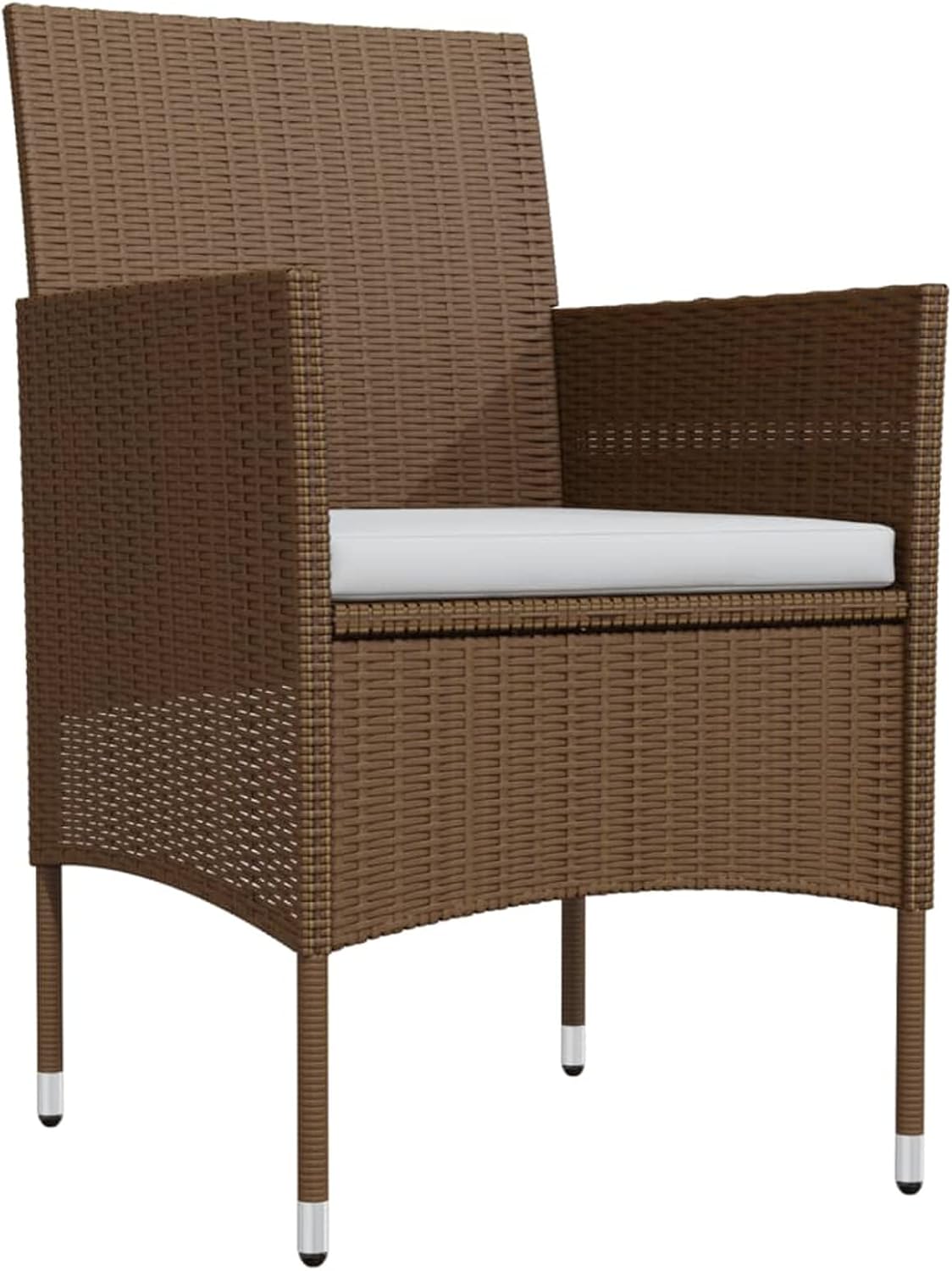 Gecheer Eetkamerset voor tuin, 3-delige set met kussens, tafel en stoelen voor buiten, salontafel en stoelen, polyrotan meubelset, tuinmeubelset van rotan, bruin en zwart - QUORE