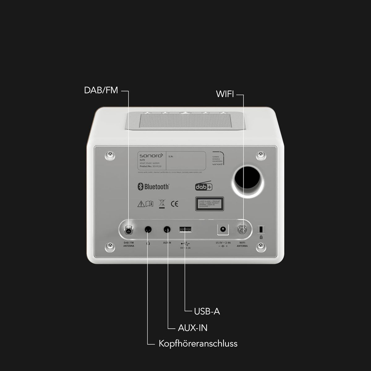 sonoro Elite internetradio met cd-speler (FM, DAB Plus, Podcasts, Spotify, Amazon Music, Deezer), wit