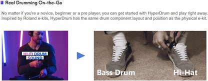 Elektronische Drumset – Virtuele Drumset, Digitale Drumkit, Luchtdrumset, Percussiemachine – Met Luchtdrumstokken En Pedalen – Stil Oefenen, Bluetooth MIDI Ondersteuning