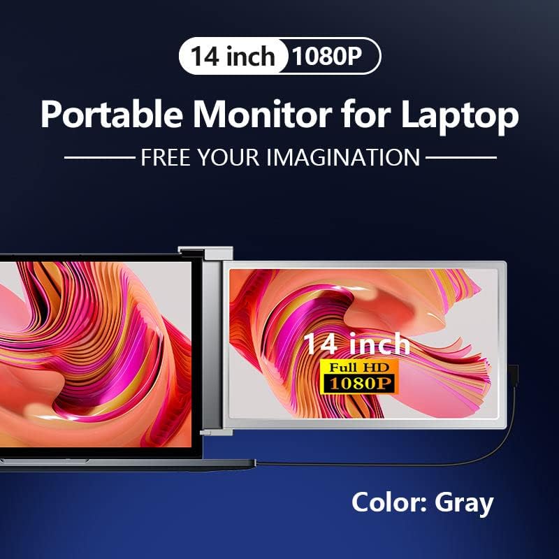 Lipa S14 14 inch portable monitor - Extra display laptop - Portable screen - HDR - Full HD with 60 Hz - USB c and HDMI - For laptops between 14 and 17 inch - Speakers - Can also be used separately - QUORE