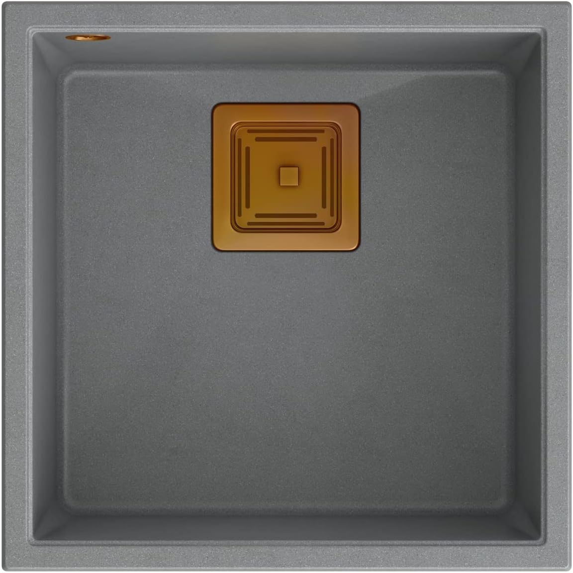 Quadron Wastafel keuken gootsteen granieten spoelbak | afmetingen 41 x 42 x 22,5 cm Kleur: grijs & koper | DAVID 40 enkele wastafel keukenspoelbak | granieten spoelbak | met handmatige sifon