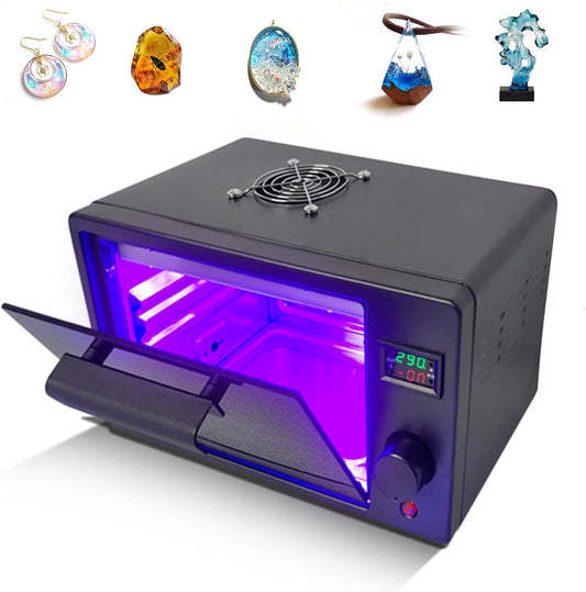 80 W uv-hars uithardingsmachine, met timer- en verwarmingsfunctie, geschikt voor snel uitharden van 3D-printhars, uv-lijm, drukinkt, luchtgekoeld hardingsapparaat (32,5 x 18 x 19,5 cm)