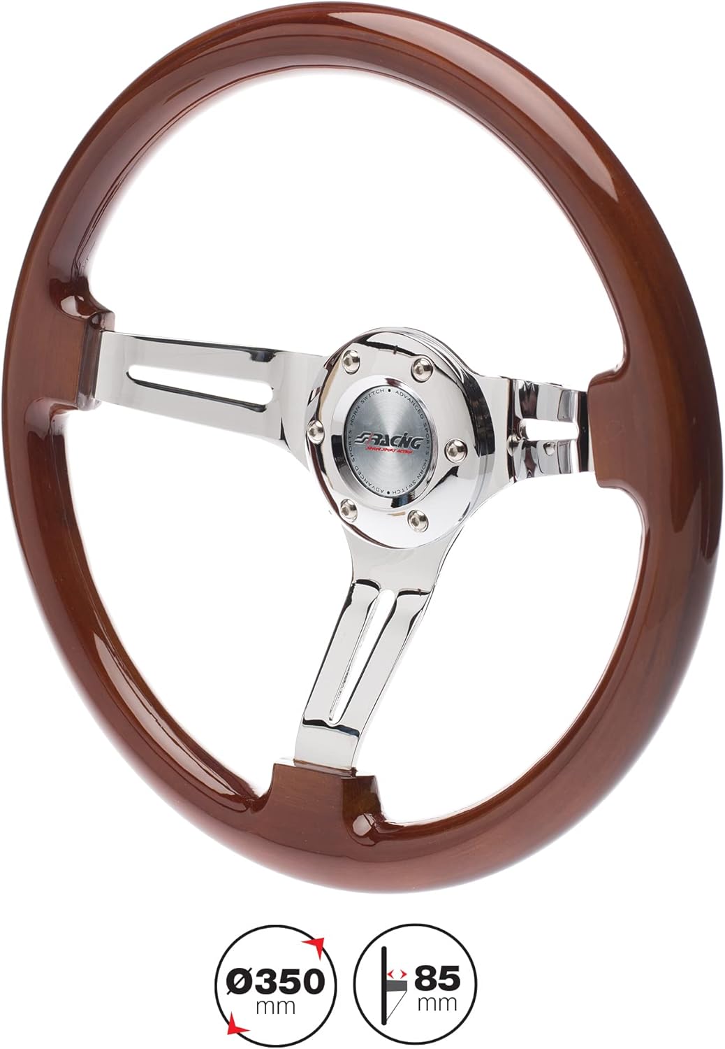 Sportstuur – Sportief Stuur – Houten Stuur – Universeel Stuur – Race Stuur – Massief Hout – Diameter 350 mm