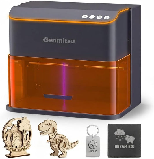 Genmitsu Kintix 10W galvo-lasergraveermachine, tot 90.000 mm/min hogesnelheidsmarkering, hybride X-asontwerp, automatische heffunctie, LightBurn-compatibel, veiligheidsklasse 1