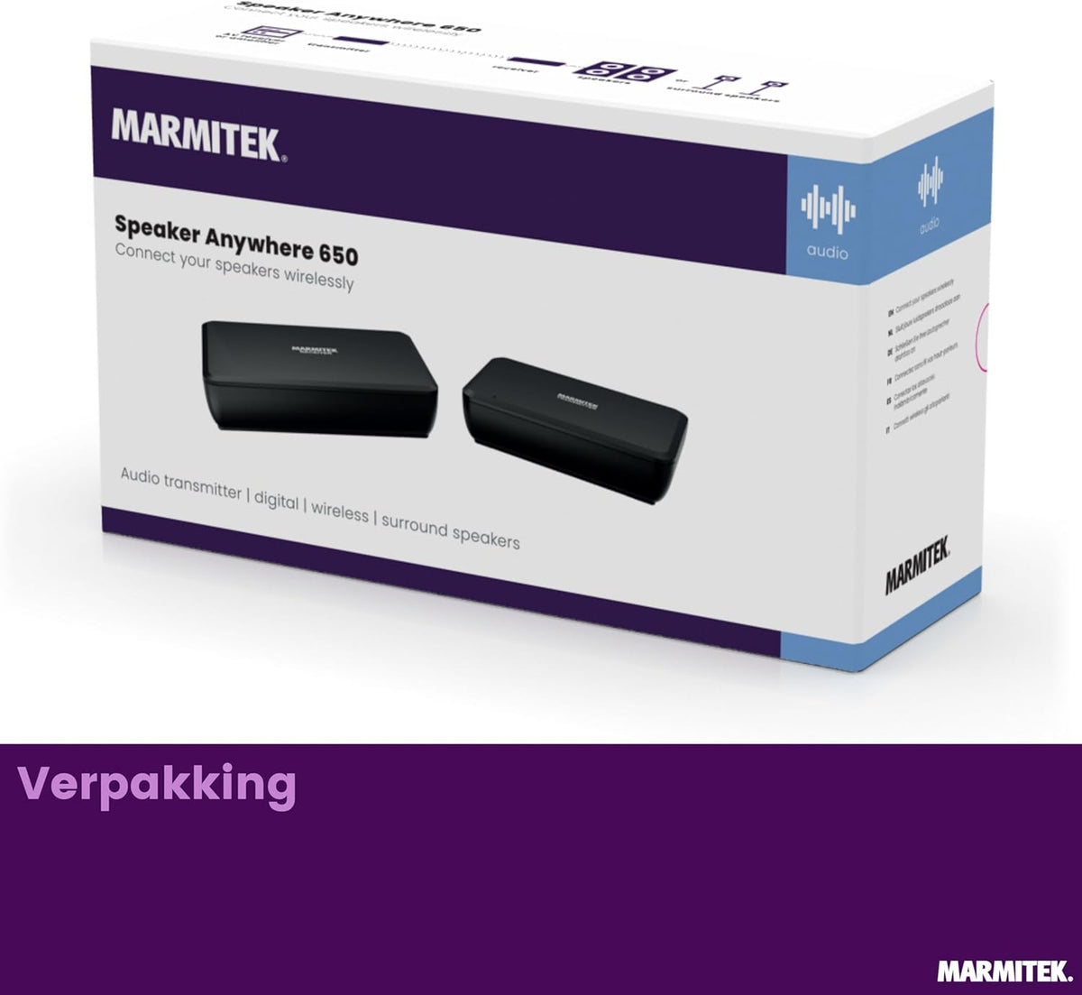 Draadloze Audiozender voor Luidsprekers - Marmitek Speaker Anywhere 650 Audiozender - geen vertraging- draadloze surround-luidsprekerverbinding