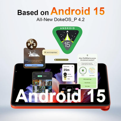 Blackview Zeno 1 8 inch tablet Android 15, 12 GB + 64 GB/2 TB TF, Widevine L1, 6000 mAh, 5G WiFi + 4G LTE Tablet PC, 8 MP + 8 MP, Gemini Al 2.0/OTG/GPS/Hall/3,5 mm Jack/beschermhoes, oranje