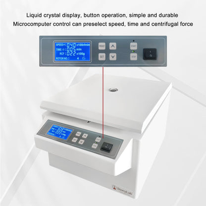 Lage-Snelheid Centrifuge – Tafelcentrifuge – Digitale Centrifuge – Laboratoriumcentrifuge – Labcentrifuge – 220V/60Hz – 8 x 15 ml Hoekrotor – 10 Snelheidsniveaus, 4000 RPM, 2400 x g