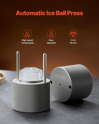 VEVOR Ice Diamond Press, 2,4 Inch IJsbalmaker, Luchtvaart Aluminium Kit Met Tong en Druppelbak Voor Whisky, Cocktail, Bourbon, Schot op Feest