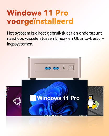GEEKOM A5 2025 Edition Mini PC, with AMD Ryzen 5 7430U, 16GB DDR4 RAM, 512GB SSD, Windows 11 Pro, 4K UHD, Quad Display, 2× USB-C, 2× HDMI, SD Card Slot, Compact Desktop PC, with Wall Mount - QUORE
