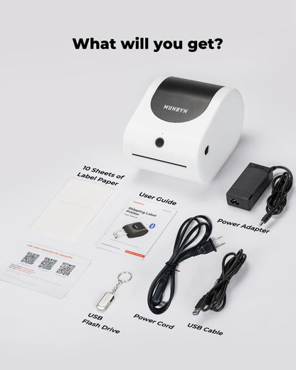 MUNBYN Bluetooth Shipping Label Printer, 4x6 Bluetooth Thermal Label Printer for Small Business, Compatible with iPhone, Android, Windows, macOS, Etsy, Shopify, eBay, Royal Mail, DHL, DPD, Evri, 411B