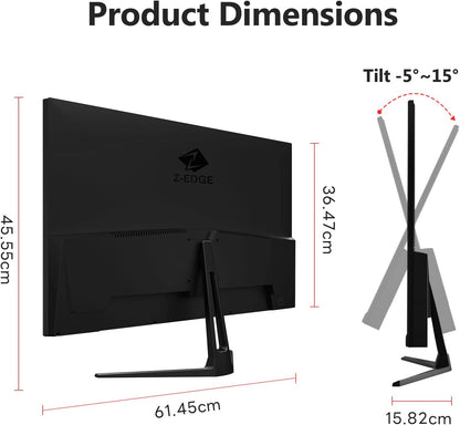 Z-Edge Gaming PC Screen 27" 2K, Fast IPS, 180HZ/165HZ, 2560x1440, 94% DCI-P3, 1ms, FreeSync, 1.07M, Ultra Thin Bezel, Adjustable Tilt Angle, 2xHDMI(144Hz), 2xDP1.4(180Hz), VESA