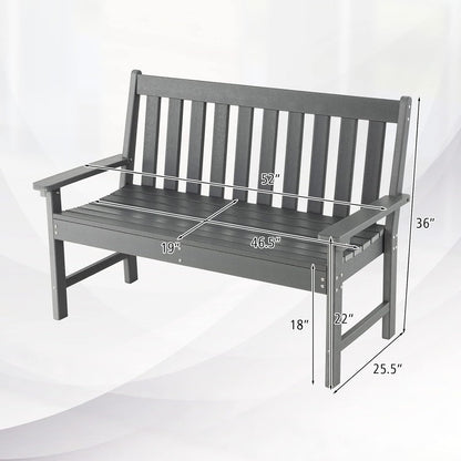 FANTASK Tuinbank, weerbestendig, tot 320 kg belastbaar, parkeerbank, HDPE, terrasbank, grijs, 132 x 65 x 91 cm