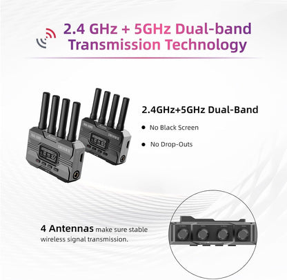 Accsoon CineView SE HDMI/SDI 1080P 60FPS draadloze videozender 2,4G/5G, latentie 50ms, bereik 1200FT/350M, bewaking van 4 apparaten, voor filmmaker, videomaker (1xT)