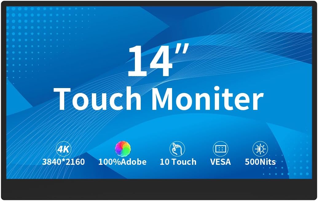14 inch 4K touchscreen, 3840 x 2160, 10-punts capacitief touchscreen, geïntegreerde luidsprekers, VESA, commercieel display (IPS 3840 x 2160, 14 inch)