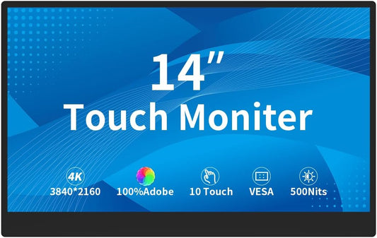 14 inch 4K touchscreen, 3840 x 2160, 10-punts capacitief touchscreen, geïntegreerde luidsprekers, VESA, commercieel display (IPS 3840 x 2160, 14 inch)