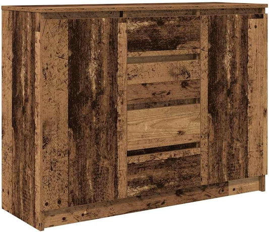 Sideboard – Opbergkast – Dressoir – Halmeubel – Buffetkast – Kleur Oud Hout – Duurzaam Bewerkte Hout – 100,5x35x76 cm – 2 Deuren 4 Lades