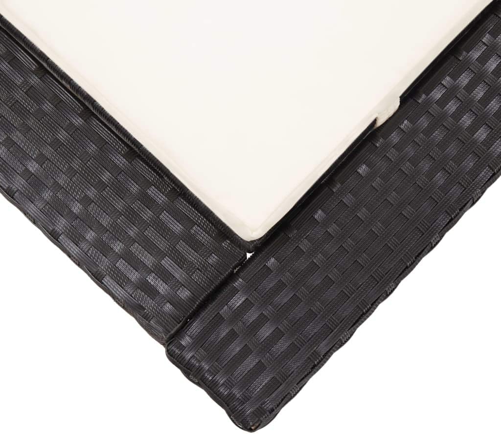 Tidyard Polyrattan sun bed black garden rattan folding rattan sun bed outdoor sun bed 220 x 75 x 35 cm - QUORE
