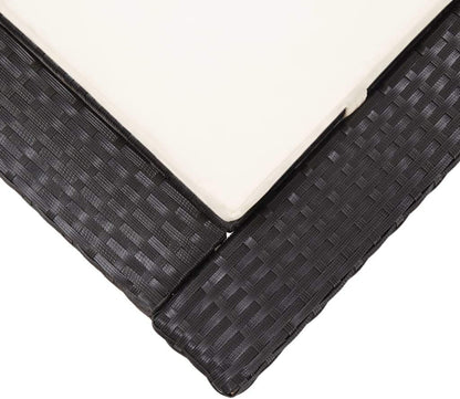 Tidyard Polyrattan sun bed black garden rattan folding rattan sun bed outdoor sun bed 220 x 75 x 35 cm - QUORE