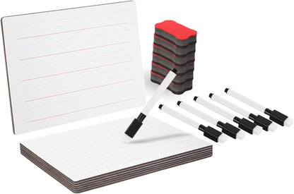 PATIKIL 12x9 inch Kleine Witte Board Set, 12Set Magnetische Gevoerde Dry Erase Paddle Whiteboard Met Markers & Gum voor Klas Onderwijs Kantoor Thuis