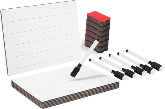 PATIKIL 12x9 inch Kleine Witte Board Set, 12Set Magnetische Gevoerde Dry Erase Paddle Whiteboard Met Markers & Gum voor Klas Onderwijs Kantoor Thuis
