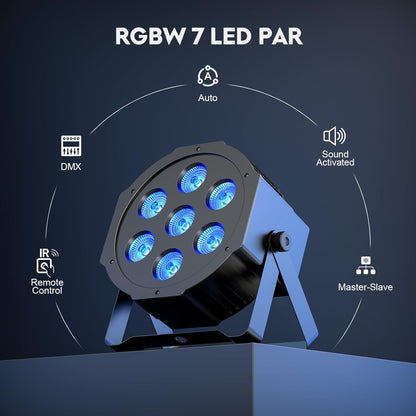 RGBW LED Par, 4PCS 7 LED Spotlight Podiumlicht met afstandsbediening 8 Modi Disco Lichteffecten voor DJ Bar Bruiloft Kerst Haloween Verlichting
