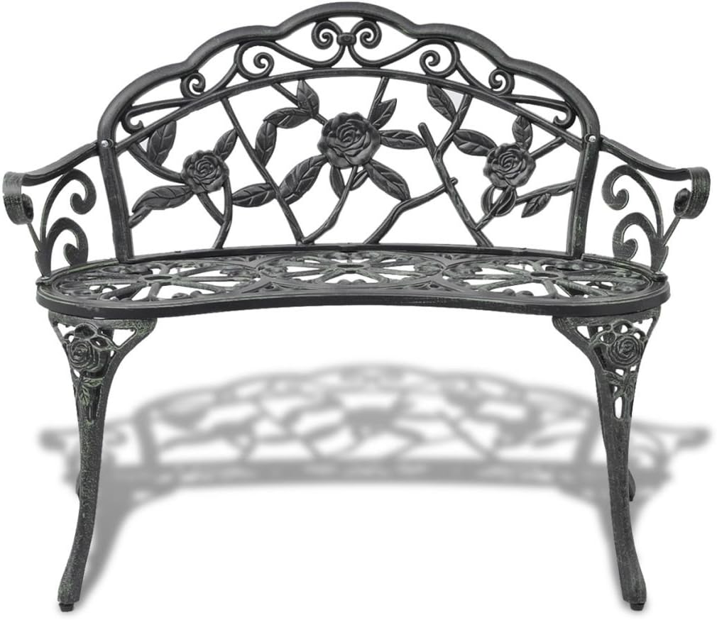 Tidyard Garden Bench 100 cm Aluminium Cast Cast Green 100 x 54 x 80 cm (L x W x H). - QUORE